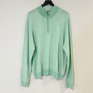 Bobby Jones Mens 100%‎ Merino Wool Quarter-Zip Sweater Celery Green Size 2XL NEW